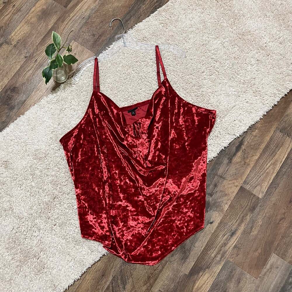 Torrid Size 5X Red Velvet Cowl Neck High Low Cami Tank Top NWT